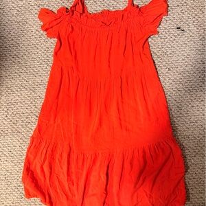 Lulu's Bright Red Off-Shoulder Tiered Sundress